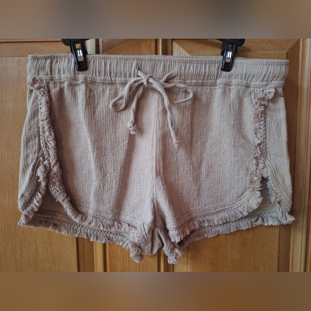 Women's Tan Fringed Shorts By Ban Jara Large